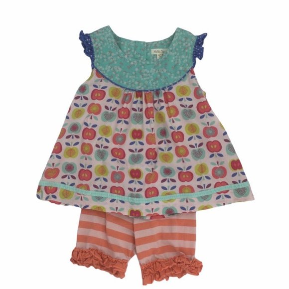 Matilda Jane Apple Print Short Girls Outfit Size 8